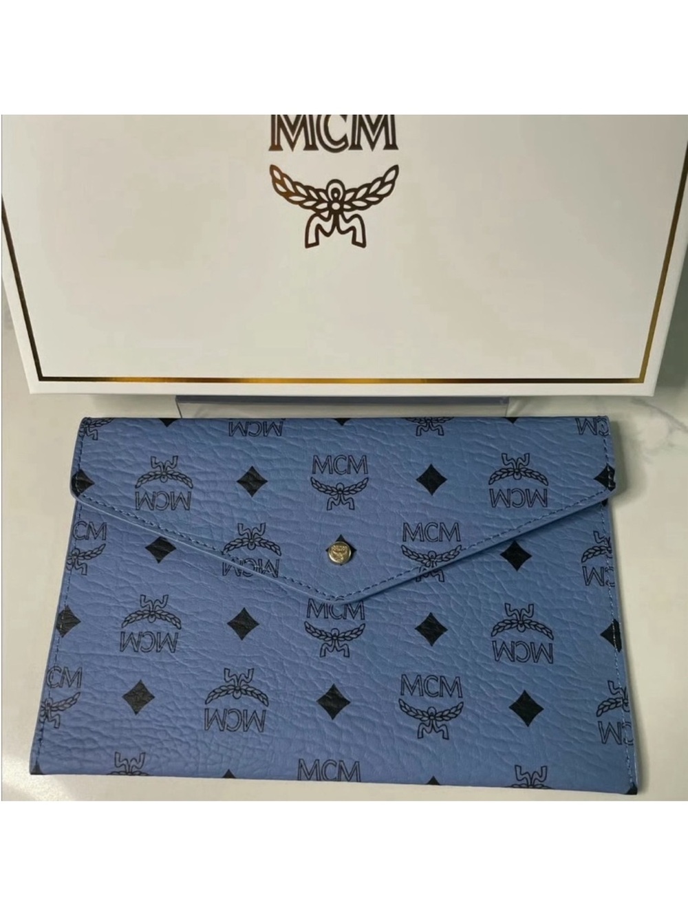 MCM Blue Logo Envelope Clutch NIB with Chain 💙🎀 - Picture 5 of 10